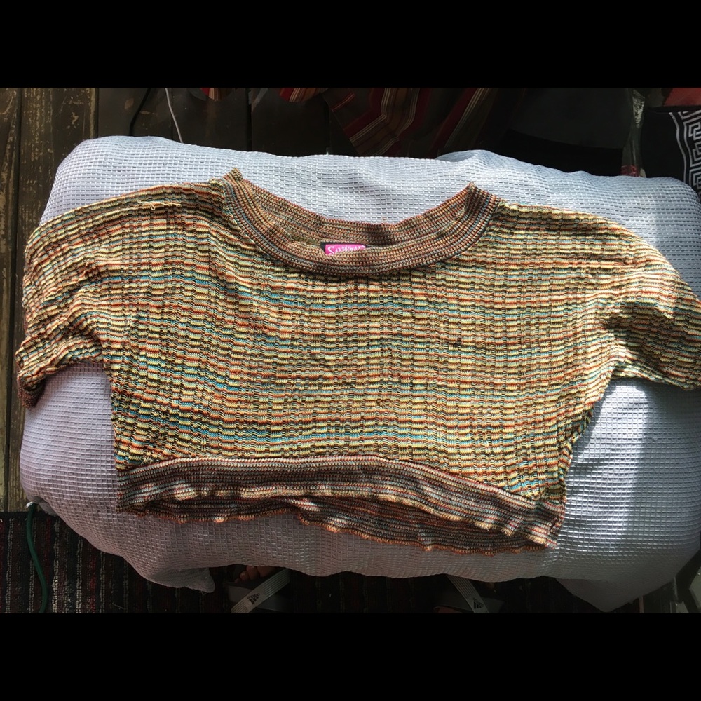 Multi color tan crop top